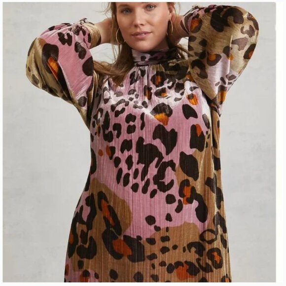 ⭐️ 🌻 Eleanor Velvet Leopard Cat Boho Cottage Peasant Chic Hipster Classy Dress - Picture 10 of 11